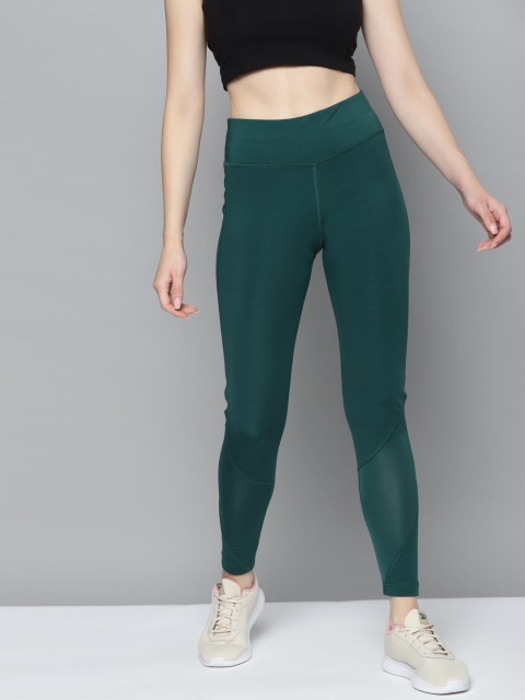 

Reebok Women Green Solid High waist WOR MESH Tights