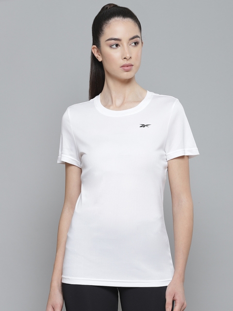 

Reebok Women White TE Slim Fit Training T-shirt