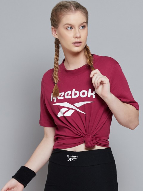 

Reebok Women Maroon Brand Logo Printed Speedwick Training T-shirt