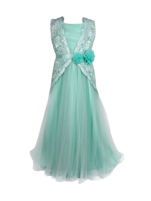 

CUTECUMBER Girls Turquoise Blue Polyester Lace Maxi Dress