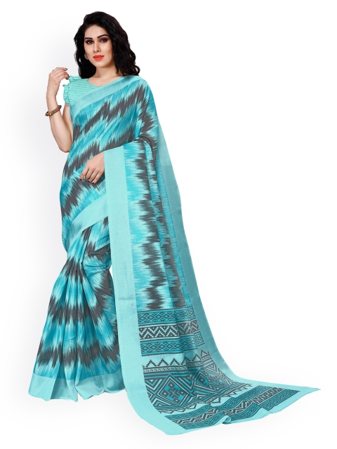 

KALINI Turquoise Blue & Black Art Silk Saree