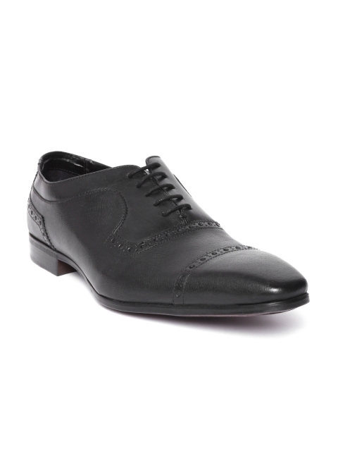 

Ruosh Men Black Solid Leather Formal Brogues
