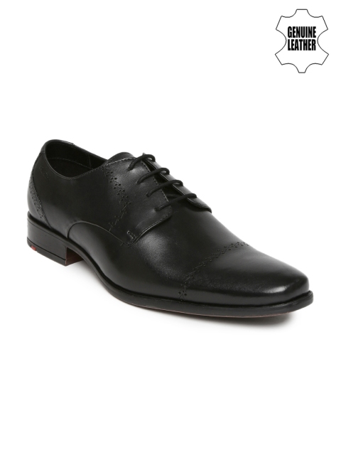 

Ruosh Men Black Genuine Leather Semiformal Shoes