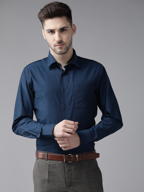 

Blackberrys Men Navy Blue Solid India Slim Fit Pocket Formal Shirt