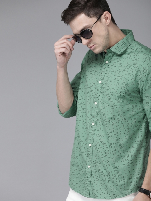 

Blackberrys Men Sea Green Slim Fit Printed Casual Shirt