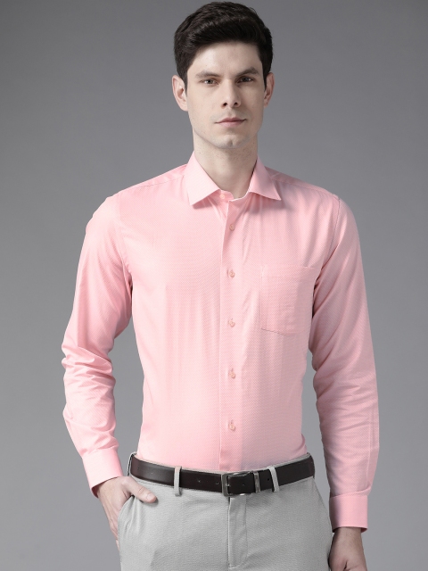 

Blackberrys Men Pink & White Pure Cotton India Slim Fit Opaque Formal Shirt