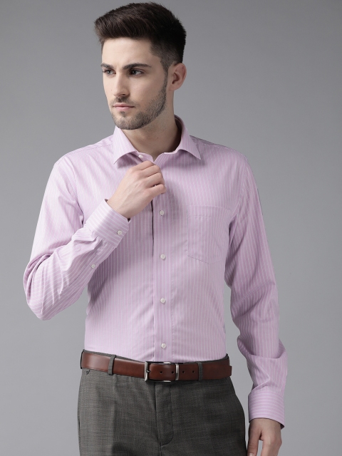 

Blackberrys Men Pink India Slim Fit Opaque Striped Formal Shirt