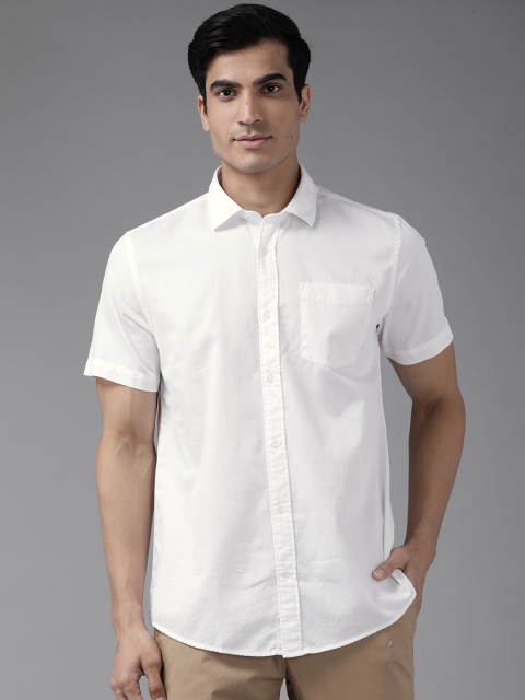 

Blackberrys Men White Slim Fit Solid Pocket Casual Shirt