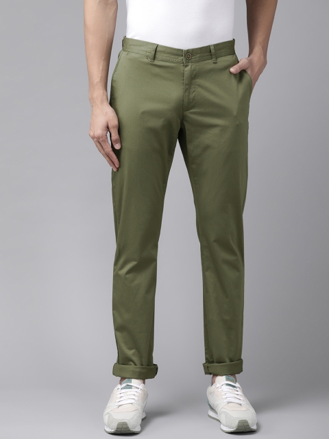 

Blackberrys Men Olive Green Slim Fit Regular Trousers