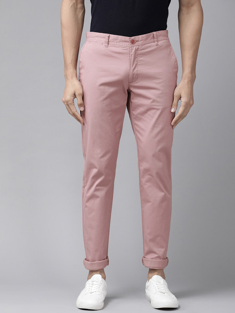 

Blackberrys Men Pink Tapered Fit Chinos Trousers