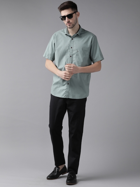 

Blackberrys Men Black Sharp Fit Solid Low-Rise Trousers