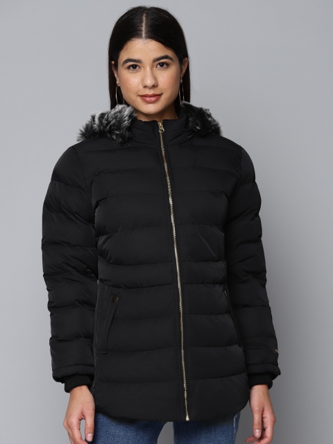 

Fort Collins Women Black Solid Longline Bomber Jacket