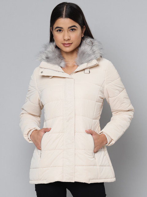 

Fort Collins Women Off White Padded Jacket with Faux Fur Trim
