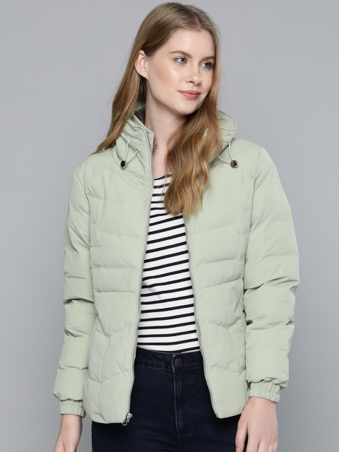

Fort Collins Women Green Solid Padded Jacket