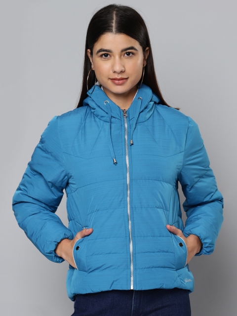 

Fort Collins Women Blue Solid Hooded Padded Jacket