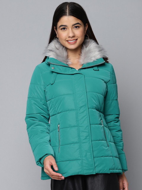 

Fort Collins Women Blue Solid Longline Bomber Jacket