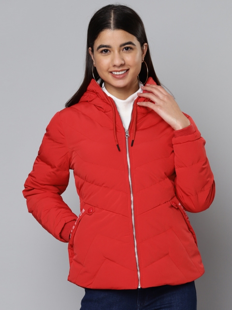 

Fort Collins Women Red Solid Hooded Puffer Jacket