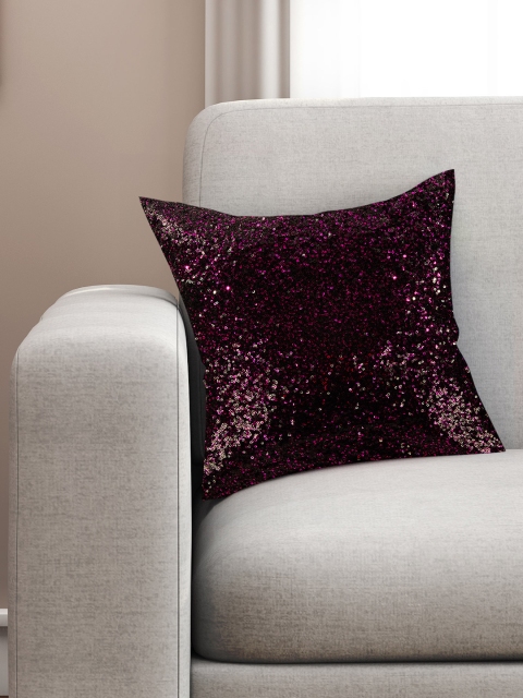 

SEJ by Nisha Gupta Purple Single Sequinned 16'' x 16'' Silk Square Cushion Cover