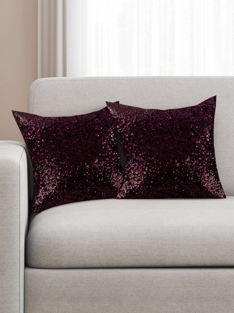 

SEJ by Nisha Gupta Purple Set of 2 Sequinned 16'' x 16'' Silk Square Cushion Covers