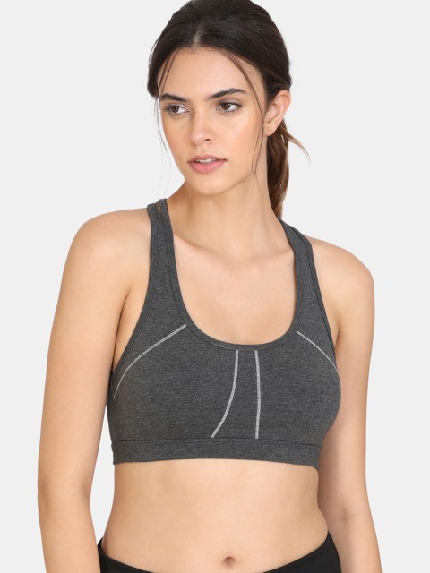 

Rosaline by Zivame Grey & White Full Coverage Workout Bra