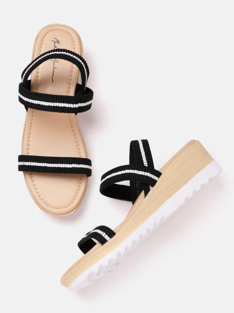 

Mast & Harbour Black & White Striped Wedges