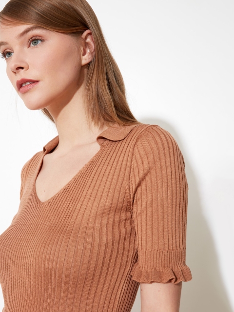

Trendyol Women Brown Striped Pullover