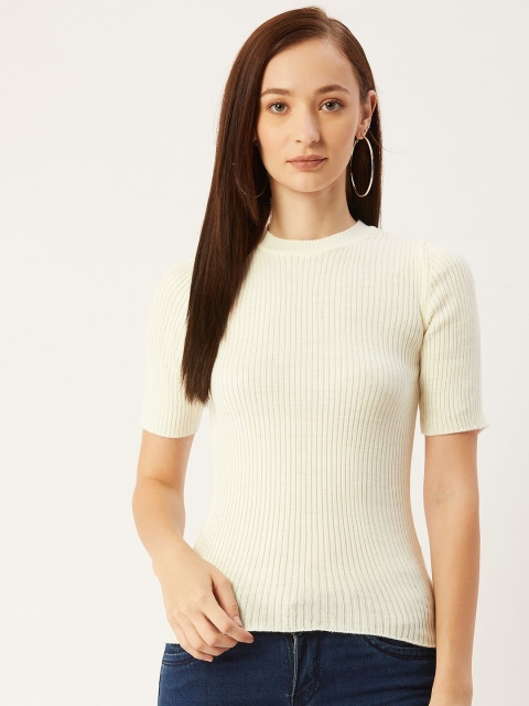 

TRENDYOL COLLECTION Women White Ribbed Pullover