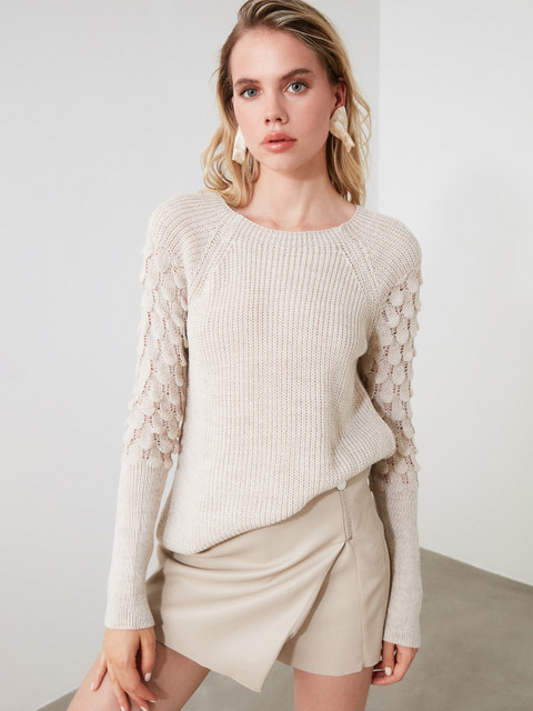 

Trendyol Women Grey Cable Knit Pullover