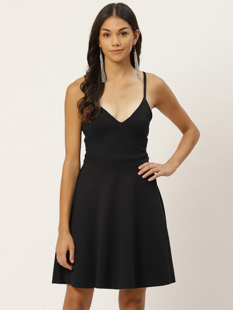 

Trendyol Women Black Solid A-Line Dress
