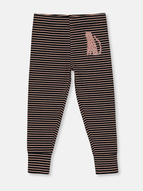 

mothercare Girls Black & Pink Striped Leggings