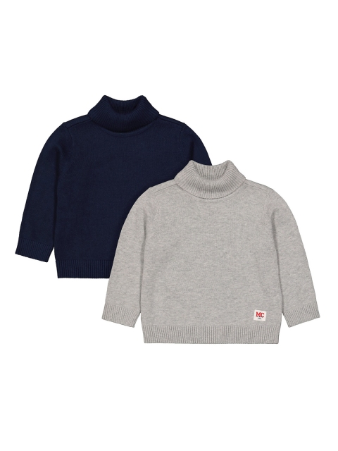 

mothercare Boys Set of 2 Solid Pure Cotton Pullovers, Grey