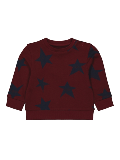 

mothercare Boys Burgundy & Navy Blue Printed Pure Cotton Sweatshirt