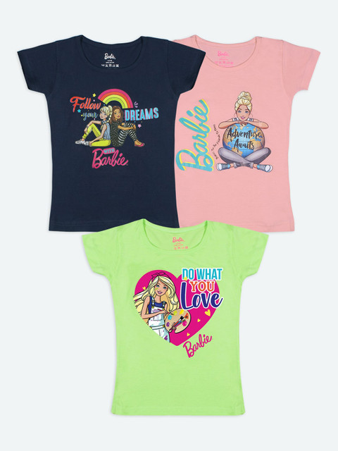 

Barbie Girls Pack Of 3 Barbie Printed T-shirt, Navy blue