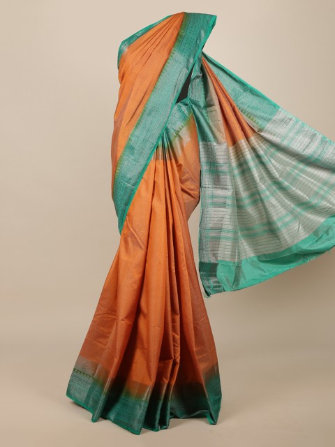 

Pothys Orange & Green Jute Silk Saree
