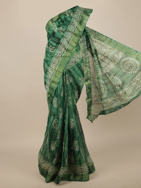 

Pothys Green & White Floral Zari Saree