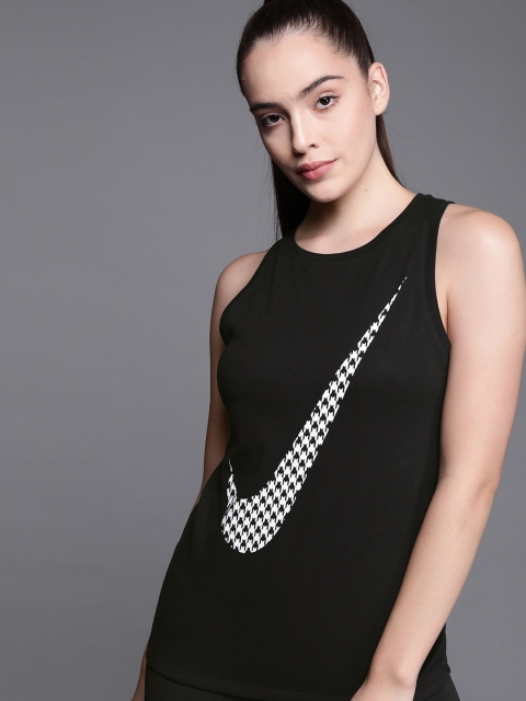 

Nike Women Black & White Printed Dri-FIT Icon Clash Training T-shirt