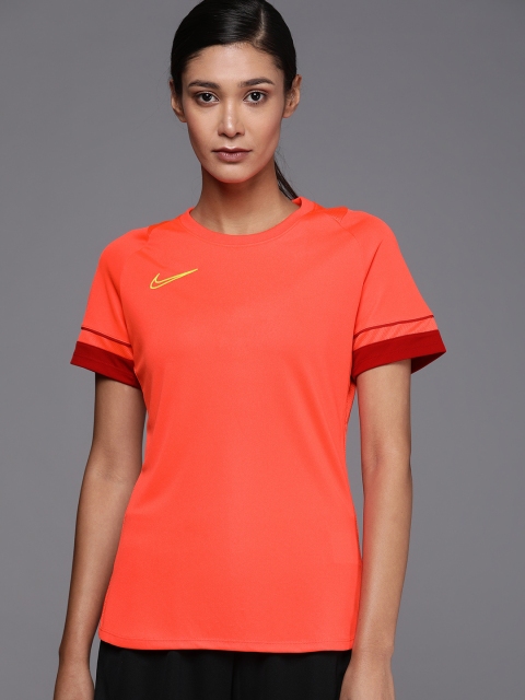 

Nike Women Red Brand Logo Embroidered T-shirt