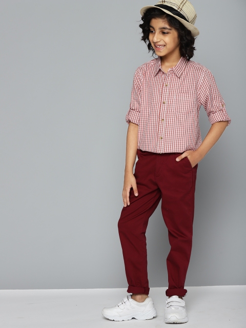 

YK Boys Red Checked Pure Cotton Casual Shirt