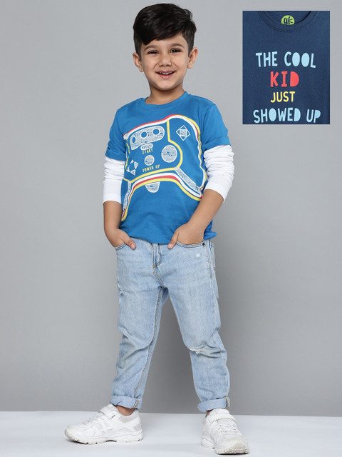 

YK Boys Pack of 2 Blue Cotton T-Shirts