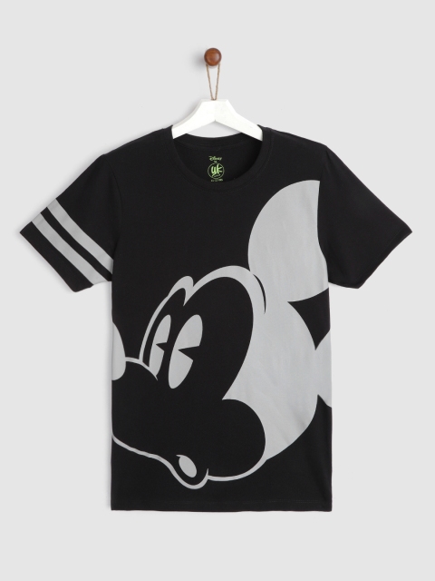 

YK Disney Boys Black Grey Mickey Mouse Print Pure Cotton T-shirt