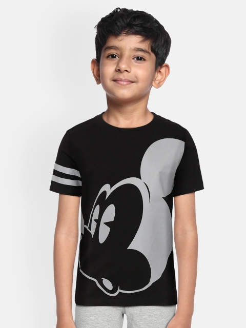 

YK Disney Boys Black & Charcoal Mickey Mouse Print Cotton T-shirt