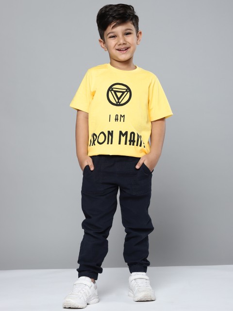 

YK Marvel Boys Yellow & Black Iron Man Print Cotton T-shirt