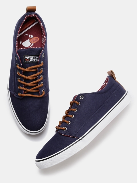 

Kook N Keech Men Navy Solid Sneakers, Navy blue