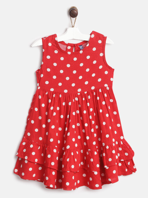 

YK Infant Girls Red & White Polka Dot Print Fit & Flare Dress