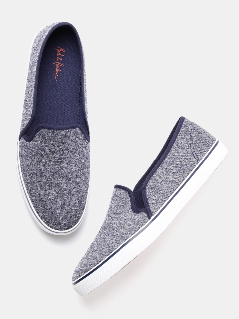 

Mast & Harbour Men Navy Solid Regular Slip-On Sneakers, Navy blue