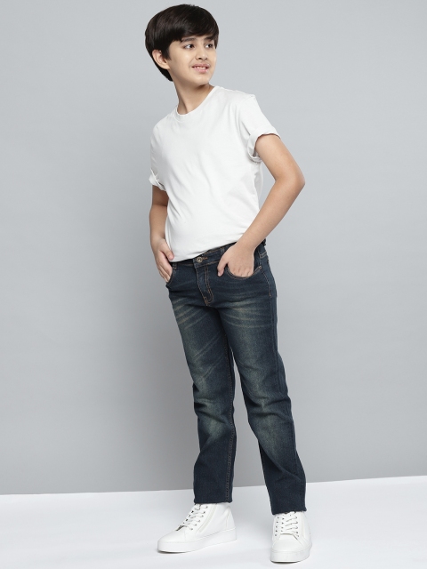 

YK Boys Blue Regular Fit Mid Rise Heavy Fade Stretchable Jeans