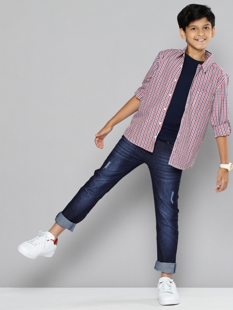 

YK Boys Navy Blue Low Distress Light Fade Stretchable Jeans