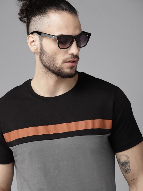 

Roadster Men Green & Black Colourblocked Cotton T-shirt
