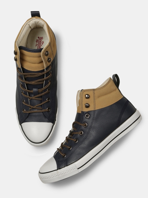 

Roadster Men Navy Mid-Top Sneakers, Navy blue