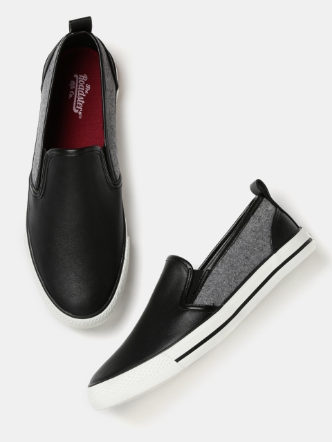 

Roadster Men Black & Grey Colourblocked Slip-On Sneakers